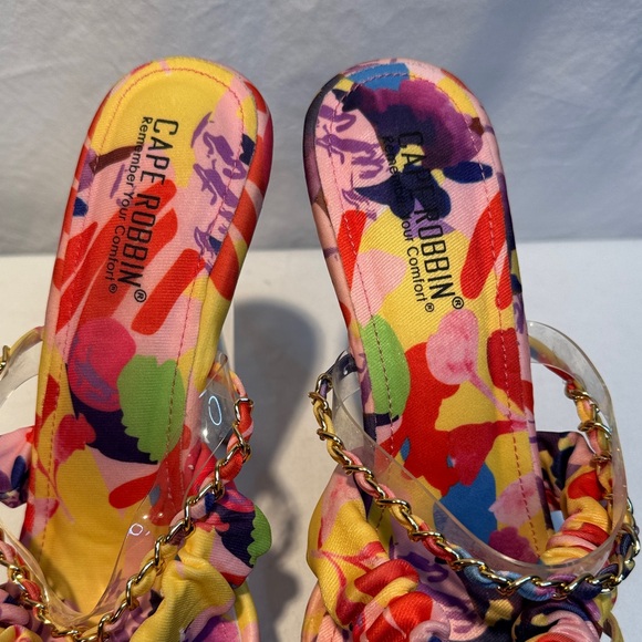Cape Robbin Multicolor Floral Heels with Clear Platform - Picture 4 of 9